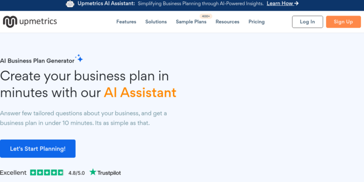 Upmetrics is an AI-powered business plan software designed to help entrepreneurs craft detailed, lender-ready business plans.