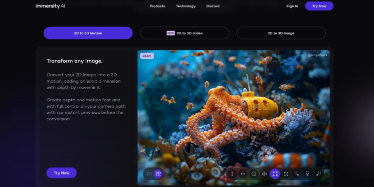 Το Immersity AI προσφέρει προηγμένη μετατροπή 2D σε 3D για εικόνες και βίντεο,