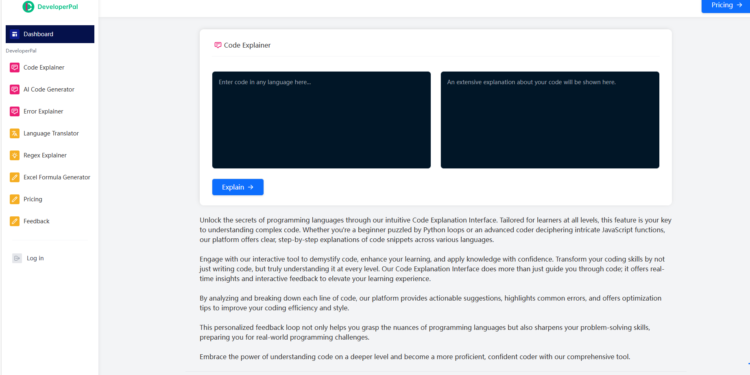 Με την προηγμένη τεχνολογία AI, αυτή η πλατφόρμα χρησιμεύει ως μια εκτενής λύση για προγραμματιστές που αντιμετωπίζουν απλές και περίπλοκες προκλήσεις κωδικοποίησης.