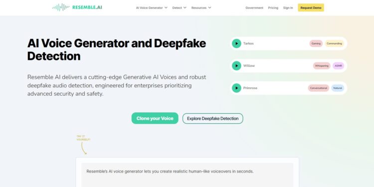 Resemble AI is an AI voice generation software that allows you to take a short recording of someone’s voice and then generate a whole new artificial voice that sounds just like the original.