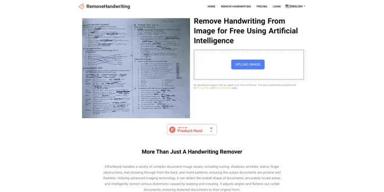 handwriting remover ergaleio ai