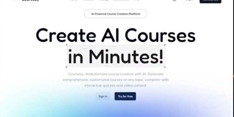 Το Coursezy είναι μια πλατφόρμα δημιουργίας μαθημάτων με τεχνητή νοημοσύνη που δημιουργεί ολοκληρωμένα, εξατομικευμένα μαθήματα για οποιοδήποτε θέμα μέσα σε λίγα λεπτά, με διαδραστικά κουίζ και προαιρετικό περιεχόμενο βίντεο.