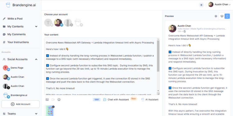 Brandengine.ai είναι ένα ισχυρό λογισμικό content marketing που αξιοποιεί την τεχνητή νοημοσύνη για την ενίσχυση του brand storytelling και της δημιουργίας περιεχομένου. Με εργαλεία για παραγωγή και επιμέλεια ποιοτικού περιεχομένου, το Brandengine.ai βοηθά τις επιχειρήσεις να ενισχύσουν την online παρουσία τους και να αλληλεπιδράσουν αποτελεσματικά με το κοινό τους.