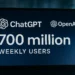 Η OpenAI ανακοίνωσε ότι το ChatGPT φτάνει τους 700 εκατομμύρια εβδομαδιαίους χρήστες, με τετραπλασιασμό σε σχέση με πέρυσι. Η επιτυχία οφείλεται σε νέες λειτουργίες (όπως εικόνες μέσω GPT-4), αύξηση των επιχειρηματικών συνδρομών σε 5 εκατομμύρια και ετήσια έσοδα που φτάνουν τα $13 δισ.. Παράλληλα, εξασφάλισε $8,3 δισ. από επενδυτές για περαιτέρω ανάπτυξη και ετοιμάζει την κυκλοφορία του GPT-5.