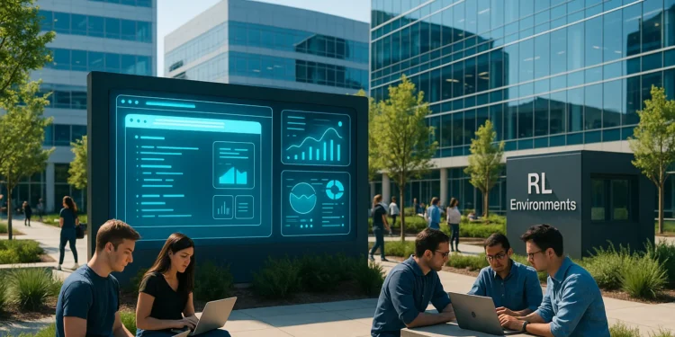 Ένα RL (Reinforcement Learning) περιβάλλον είναι μια προσομοίωση στην οποία ένας AI agent μαθαίνει να εκτελεί πολύ-βηματικές εργασίες μέσω δοκιμών και λαθών, λαμβάνοντας ανταμοιβές για σωστές ενέργειες.