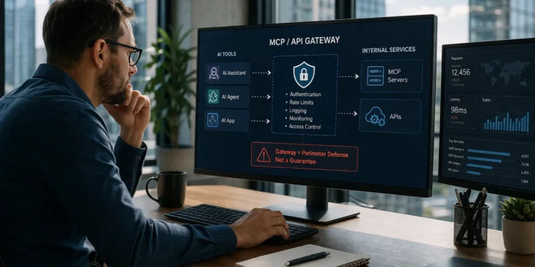 τη διαφορά ανάμεσα σε APIs, MCPs και MCP Gateways, με εφαρμογές, AI models και πηγές δεδομένων να ανταλλάσσουν πληροφορίες μέσω διαφορετικών διεπαφών.