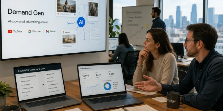 Η Google ενσωματώνει τα Display Ads στην AI-first πλατφόρμα Demand Gen, μετακινώντας τη διαφήμιση από το παραδοσιακό Google Display Network σε ένα πιο αυτοματοποιημένο μοντέλο που βασίζεται στην τεχνητή νοημοσύνη. Η αλλαγή αυτή μειώνει τον χειροκίνητο έλεγχο των καμπανιών και δίνει μεγαλύτερη έμφαση σε creative assets, real-time data και επιχειρηματικά αποτελέσματα.