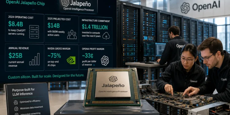 Η OpenAI παρουσίασε το Jalapeño, το πρώτο της custom AI chip, σχεδιασμένο αποκλειστικά για LLM inference και την επιτάχυνση υπηρεσιών όπως το ChatGPT. Το νέο ASIC αναπτύχθηκε σε συνεργασία με τις Broadcom, TSMC και Celestica, με στόχο τη μείωση του κόστους λειτουργίας των μεγάλων γλωσσικών μοντέλων και τη βελτίωση της ενεργειακής απόδοσης.