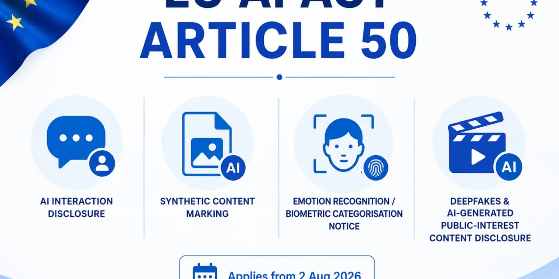 EU AI Act Article 50: Οι κανόνες διαφάνειας για AI περιεχόμενο