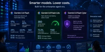 Η Google παρουσίασε τα Gemini 3.6 Flash και Gemini 3.5 Flash-Lite, δύο νέα AI μοντέλα που μειώνουν το κόστος χρήσης tokens και την καθυστέρηση, προσφέροντας υψηλότερες επιδόσεις σε enterprise AI agents, προγραμματισμό, multimodal επεξεργασία και αυτοματοποίηση επιχειρησιακών εργασιών.