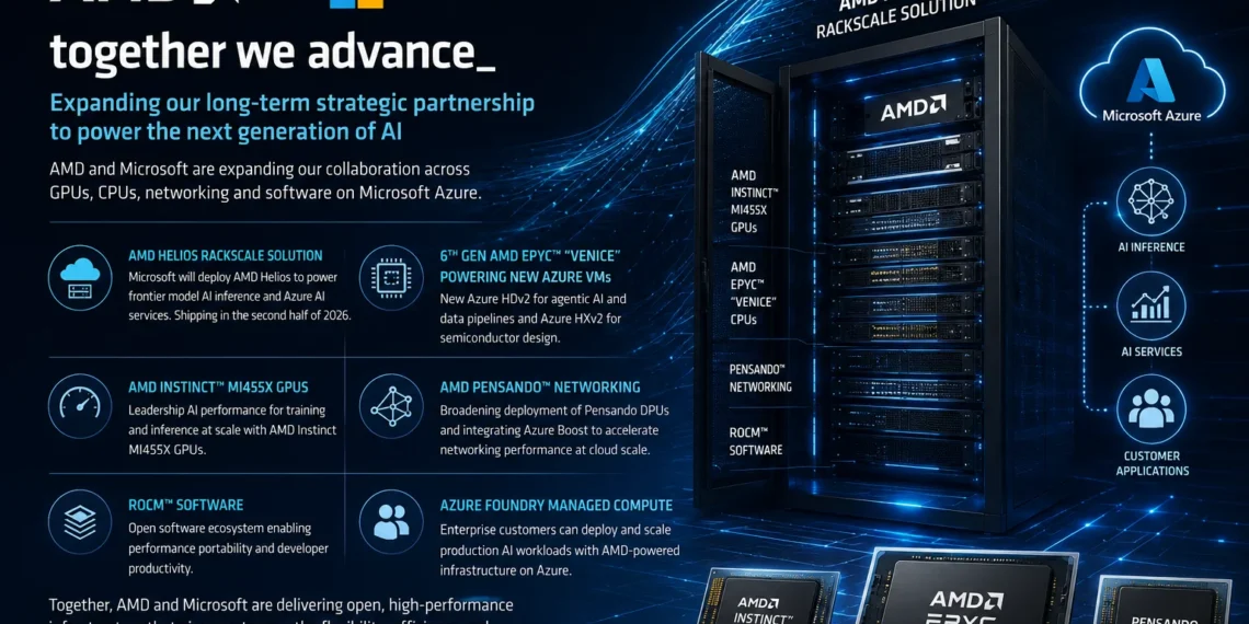 Η AMD και η Microsoft επεκτείνουν τη στρατηγική συνεργασία τους, φέρνοντας την πλατφόρμα AMD Helios, τις νέες AMD Instinct MI455X GPUs και τους επεξεργαστές AMD EPYC "Venice" στο Microsoft Azure για την επόμενη γενιά υποδομών τεχνητής νοημοσύνης.
