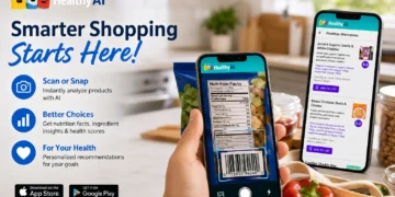 Εφαρμογή HealthyAI - Nutrition Scanner για αναγνώριση και διατροφική ανάλυση τροφίμων με τεχνητή νοημοσύνη, σάρωση barcode και φωτογραφιών.