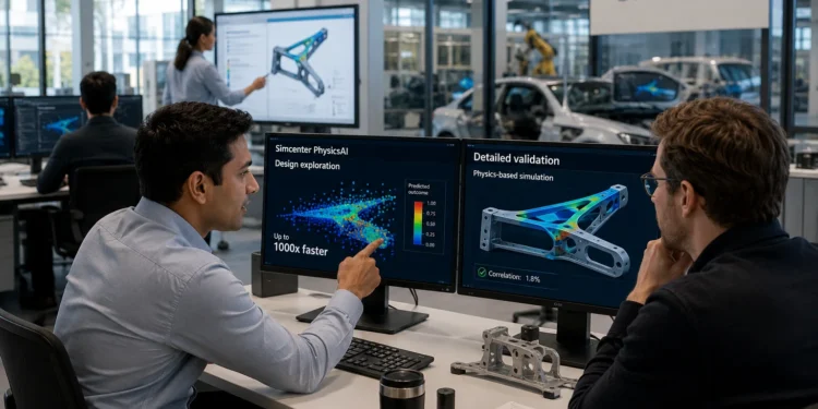 Η Siemens θέτει σαφή όρια στη χρήση του Physics AI στις μηχανικές προσομοιώσεις. Το Simcenter PhysicsAI μπορεί να επιταχύνει έως και 1.000 φορές την εξερεύνηση διαφορετικών σχεδιαστικών επιλογών, όμως δεν προορίζεται για την τελική πιστοποίηση εξαρτημάτων κρίσιμων για την ασφάλεια. Ο Sam Mahalingam της Siemens Digital Industries Software εξηγεί γιατί τα AI surrogate models πρέπει να λειτουργούν συμπληρωματικά με τους physics-based solvers και γιατί η ανθρώπινη επικύρωση παραμένει απαραίτητη.