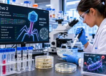 Ερευνητές του Stanford χρησιμοποίησαν το μοντέλο τεχνητής νοημοσύνης Evo 2 για να δημιουργήσουν νέες αλληλουχίες DNA βακτηριοφάγων, με στόχο την καταπολέμηση του E. coli. Από σχεδόν 300 φάγους που συντέθηκαν και δοκιμάστηκαν στο εργαστήριο, 16 παρουσίασαν ιδιαίτερα ισχυρή δράση κατά του βακτηρίου. Η έρευνα βασίστηκε στον βακτηριοφάγο ΦX174, έναν σχετικά μικρό ιό που μολύνει βακτήρια και διαθέτει γονιδίωμα μικρότερο από 6.000 ζεύγη βάσεων. Το Evo 2 κλήθηκε να δημιουργήσει ολόκληρα νέα γονιδιώματα, ξεκινώντας από ένα μικρό τμήμα DNA.