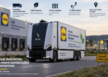 Η Lidl δοκιμάζει στη Γερμανία το μέλλον των εμπορευματικών μεταφορών, εντάσσοντας στις καθημερινές παραδόσεις της ένα ηλεκτρικό, αυτόνομο φορτηγό Level 4 της Einride. Το όχημα κινείται σε δημόσιους δρόμους χωρίς οδηγό ή χειριστή ασφαλείας στην καμπίνα και μπορεί να πραγματοποιεί έως τρία δρομολόγια την ημέρα. Το πιλοτικό πρόγραμμα θα διαρκέσει τέσσερις μήνες και θα βοηθήσει τη Lidl να αξιολογήσει κατά πόσο η αυτόνομη οδήγηση μπορεί να ενσωματωθεί σε μεγαλύτερη κλίμακα στο δίκτυο logistics της.